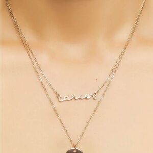 Cancer Zodiac Pendant Gold Necklace
